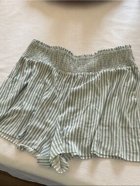 torrid High Waist Stripe Shorts in Light Blue and White
